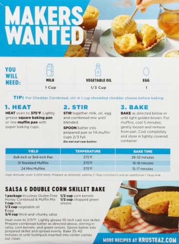 Krusteaz® Gluten Free Cornbread Mix Perspective: back