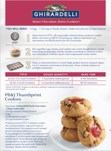 Ghirardelli® Dark Chocolate Chip Cookie Mix Perspective: back