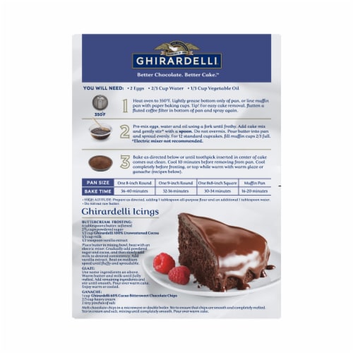 Ghirardelli® Dark Chocolate Premium Cake Mix Perspective: back