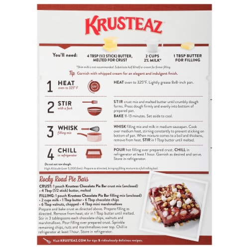 Krusteaz® Chocolate Pie Bar Mix Perspective: back