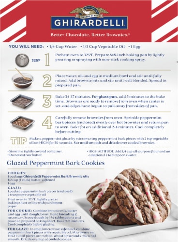 Ghirardelli® Peppermint Bark Premium Brownie Mix Perspective: back
