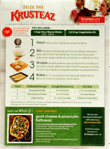Krusteaz Italian Herb Flatbread Mix Perspective: back