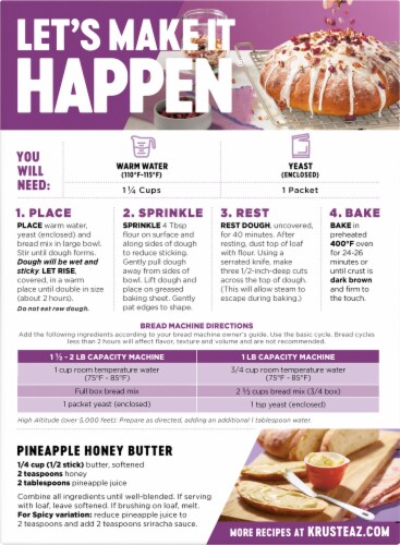 Krusteaz® No Knead Hawaiian Sweet Bread Mix Perspective: back