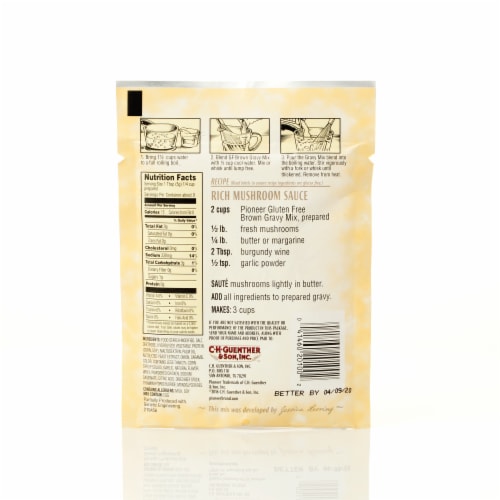 Pioneer Brand Gluten Free Brown Gravy Mix Perspective: back