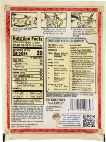 Pioneer® Reduced Sodium Brown Gravy Mix Perspective: back