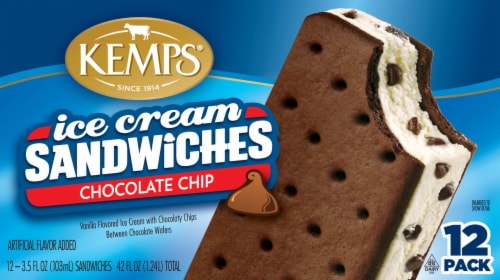 Kemps® Chocolate Chip Ice Cream Sandwiches Perspective: back