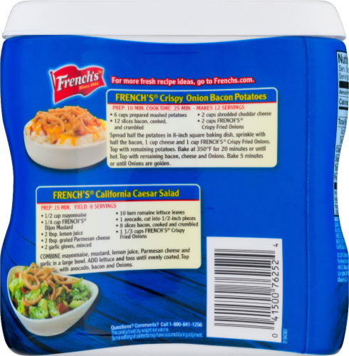 French's® White Cheddar Crispy Fried Onions Perspective: back