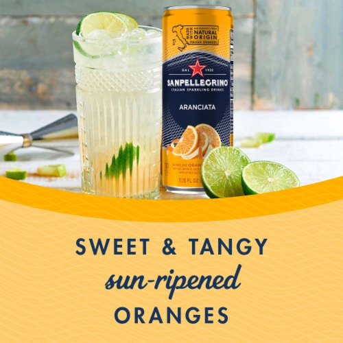 San Pellegrino Aranciata Flavored Sparkling Water Cans with Italian Fruit Juice Perspective: back
