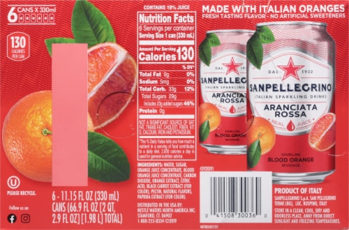 S. Pellegrino Aranciata Rossa Sparkling Blood Orange Beverage Perspective: back