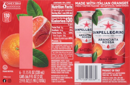 S. Pellegrino Aranciata Rossa Sparkling Blood Orange Beverage Perspective: back