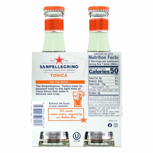 S. Pellegrino Tonica Citrus Flavored Sparkling Tonic Water Perspective: back