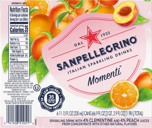 Sanpellegrino Momenti Clementine & Peach Italian Sparkling Drink Perspective: back