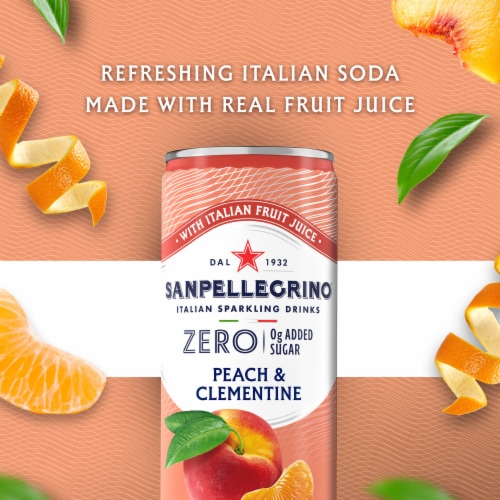 Sanpellegrino Italian Sparkling Drink Zero Sugar Peach and Clementine Perspective: back