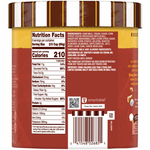 Dreyer's/Edy's® Original Rocky Road Ice Cream Tub Perspective: back