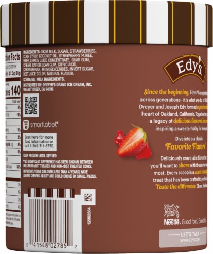 Edy's/Dreyer's® Strawberry Ice Cream Tub Perspective: back