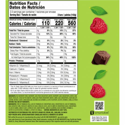 Outshine Dark Chocolate Dipped Raspberry Fruit Bars Perspective: back