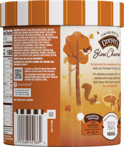 Dreyer's/Edy's Slow Churned Peanut Butter Cookie Dough Light Ice Cream Tub Perspective: back