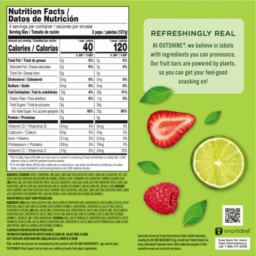 Outshine® Strawberry Lime Raspberry Variety Pack Fruit Bars Perspective: back