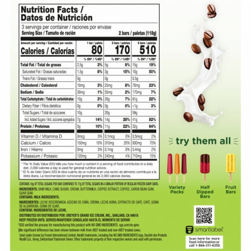 Outshine Simply Indulgent Creamy Coffee Frozen Dairy Dessert Bars Perspective: back