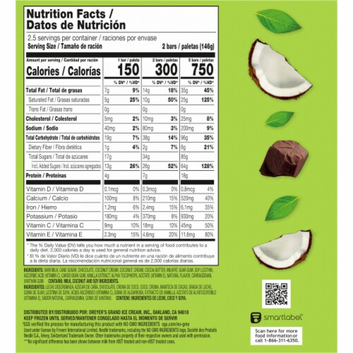 Outshine® Creamy Coconut 1/2 Dipped in Dark Chocolate Fruit and Dairy Bars Perspective: back