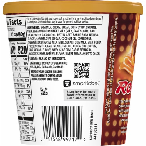 Rolo® Caramel Swirl Vanilla Ice Cream Pint Perspective: back