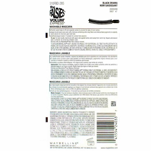 Maybelline Volum' Express The Falsies Black Drama 10 Washable Mascara Perspective: back