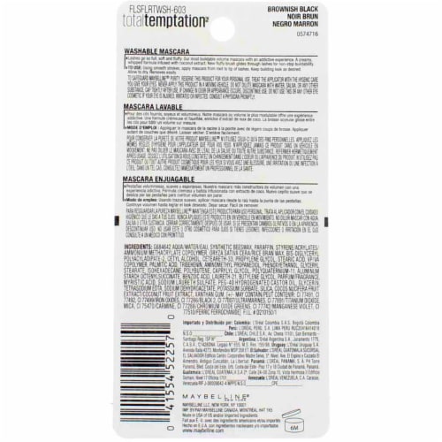 Maybelline New York Total Temptation Brownish Black Washable Mascara Makeup Perspective: back