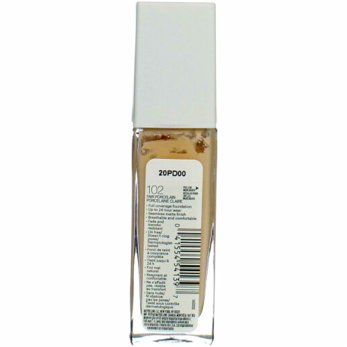 Maybelline Super Stay Liquid Foundation Longwear 102 Fair Porcelain Perspective: back