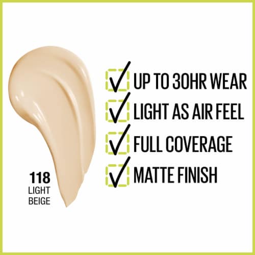 Maybelline® 118 Light Beige Super Stay® Full Coverage  Liquid Foundation Perspective: back
