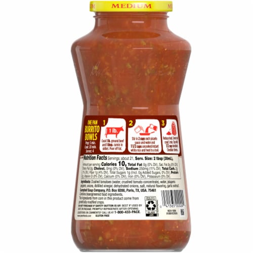 Pace® Medium Picante Sauce Perspective: back