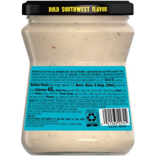 Pace® Medium Queso Blanco Cheese Dip Perspective: back