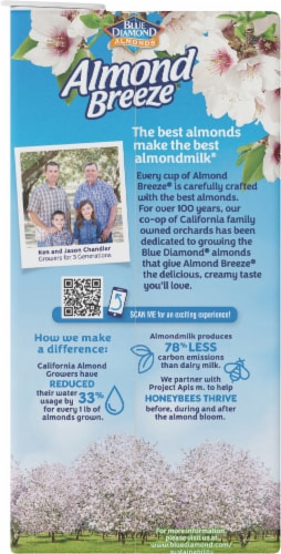 Almond Breeze Dairy Free Shelf Stable Unsweetened Original Almond Milk Half Gallon Perspective: back