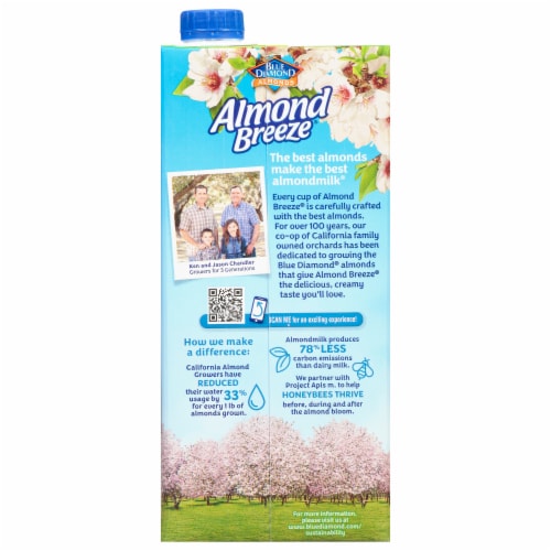 Almond Breeze® Dairy Free Shelf Stable Original Almond Milk Quart Perspective: back