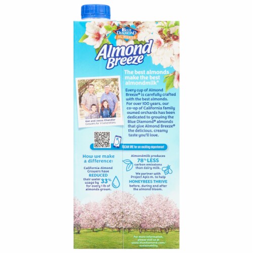 Almond Breeze® Dairy Free Shelf Stable Vanilla Almond Milk Quart Perspective: back