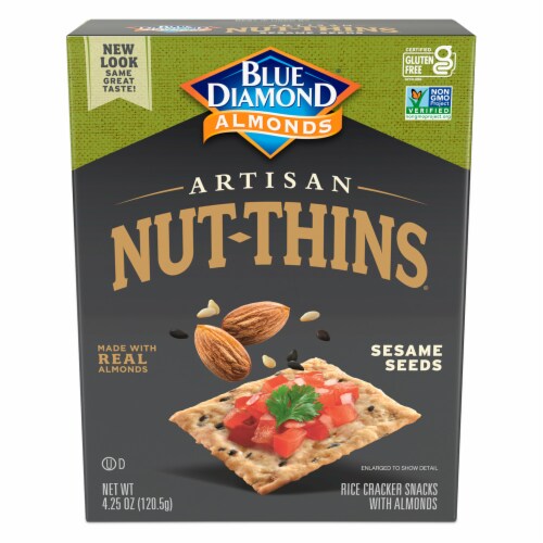 Blue Diamond Nut-Thins Artisan Sesame Seeds Almond Crackers Perspective: back