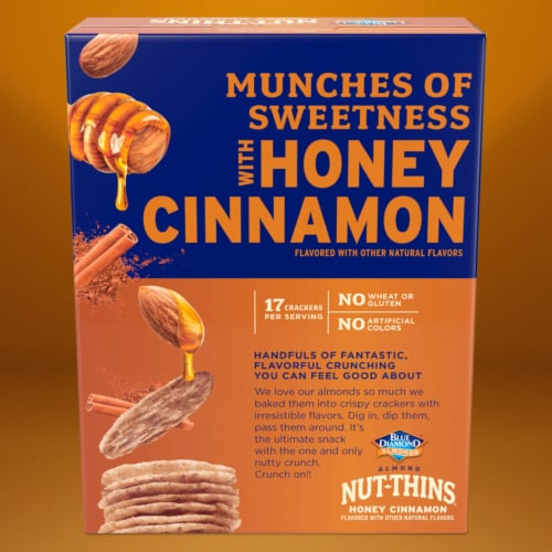 Blue Diamond Nut-Thins Honey Cinnamon Almond Crackers Perspective: back