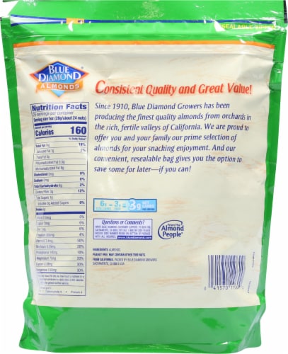 Blue Diamond® Whole Natural Almonds Perspective: back