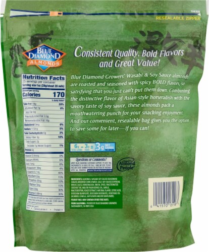 Blue Diamond® Bold Wasabi & Soy Sauce Flavored Almonds Perspective: back