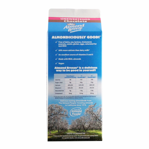Blue Diamond Almond Breeze Unsweetened Chocolate Almondmilk Perspective: back