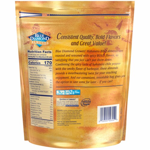 Blue Diamond Bold Habanero BBQ Almonds Perspective: back