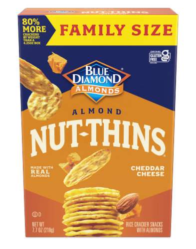 Blue Diamond® Nut-Thins® Cheddar Cheese Almond  Family Size Rice Cracker Snacks Perspective: back