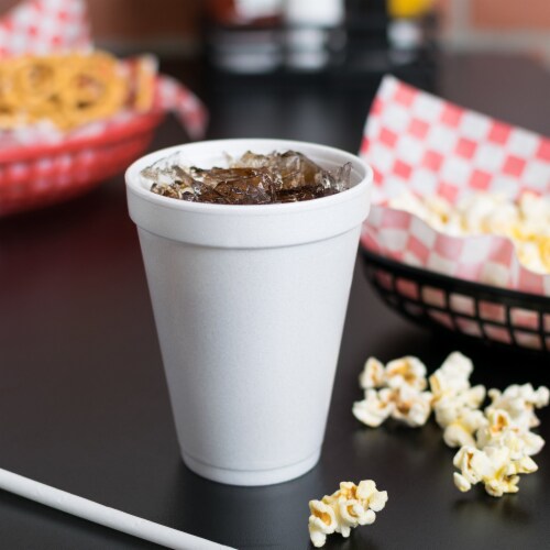 Dart Disposable Insulated Drinking Cup White Styrofoam 12 oz. 25 Ct 12J12 Perspective: back