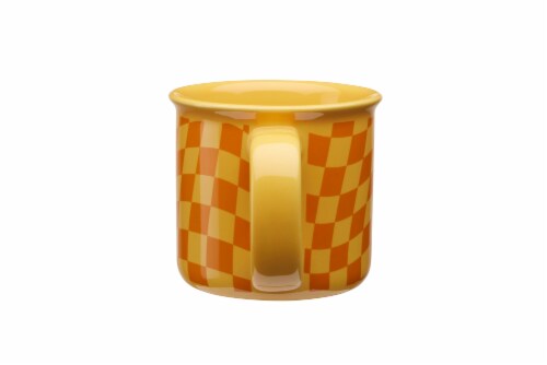 Clay Art Orange Checker Mug Perspective: back
