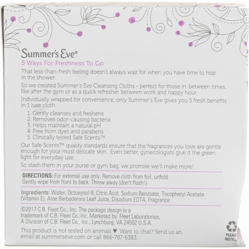 Summer's Eve Island Splash Feminine Wipe Perspective: back