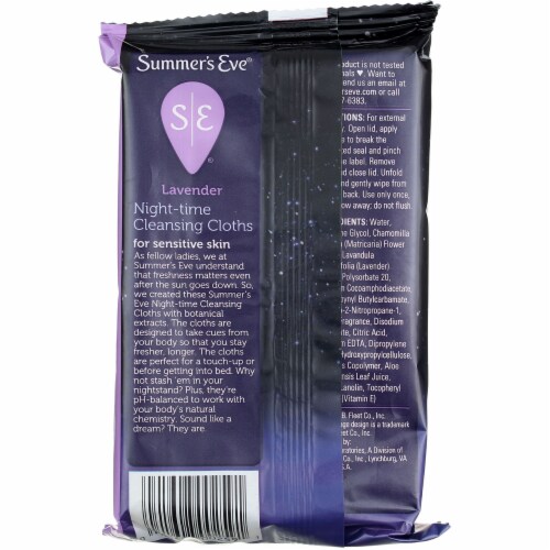 Summer's Eve Night-Time Cleansing Cloths, Lavender, 32 Ct Perspective: back