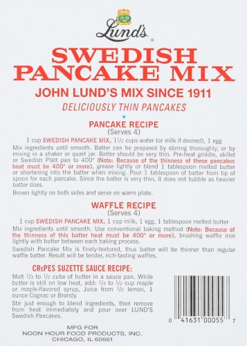 Lund's® Swedish Pancake Mix Perspective: back