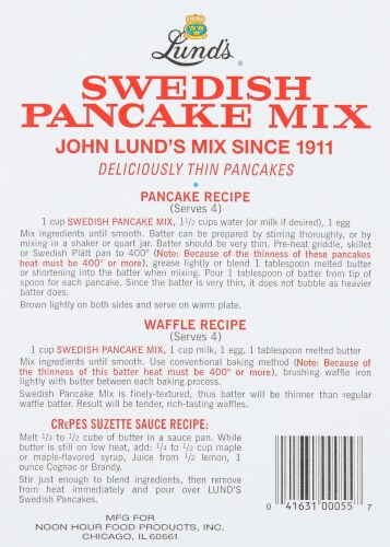 Lund's® Swedish Pancake Mix Perspective: back