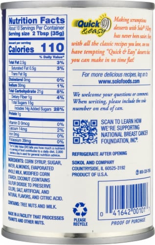 Solo® Almond Cake & Pastry Filling Perspective: back