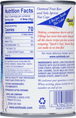 Solo® Apricot Cake & Pastry Filling Perspective: back