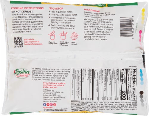 Celentano Mini Rounds Cheese Ravioli Frozen Pasta Perspective: back
